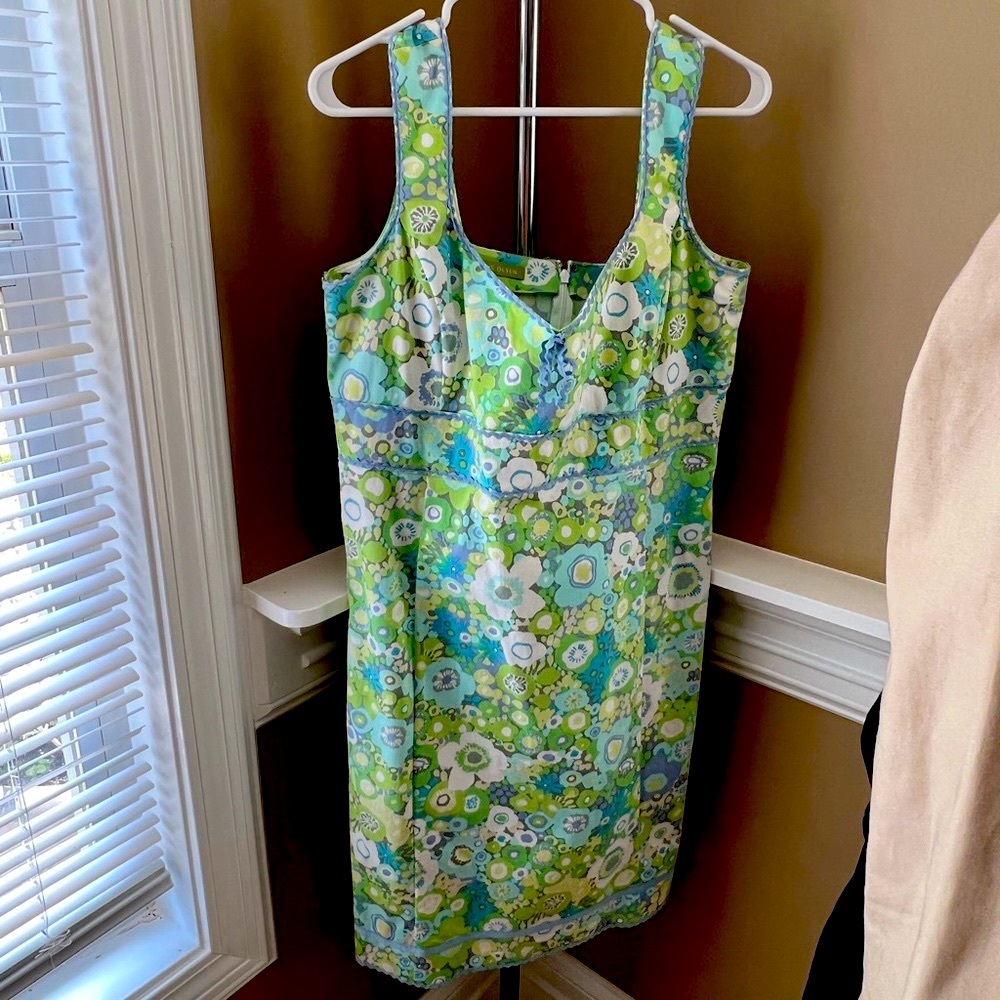 Vintage Sigrid Olsen Sport Dress~12~ so cute great condition green and blue